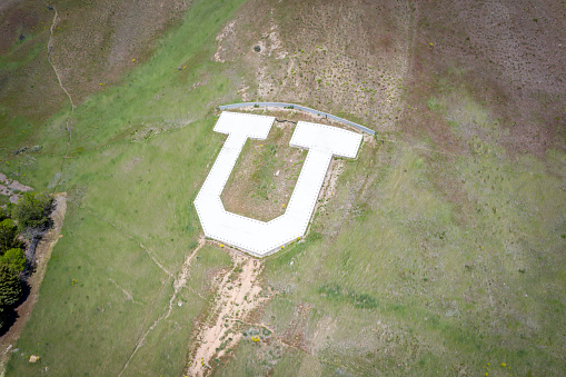The U landmark for the University of Utah on the mountain above Salt Lake City, Utah
