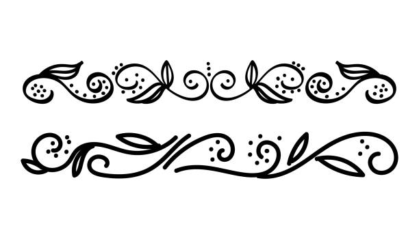 illustrations, cliparts, dessins animés et icônes de floral border, un gribouillage dessiné à la main. un élément de décor végétal. illustration vectorielle simple. - printers ornament