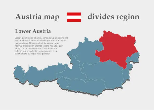 Vector illustration of Vector map Austria, region Lower Austria