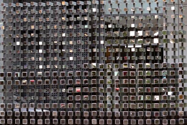 istock A texture and background of seamless abstract pattern for designers with reflective metal on the walls to decorate buildings and places. 1404105972