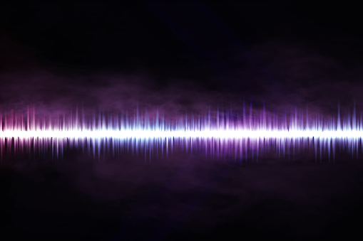 Sound wave with smoke on black background