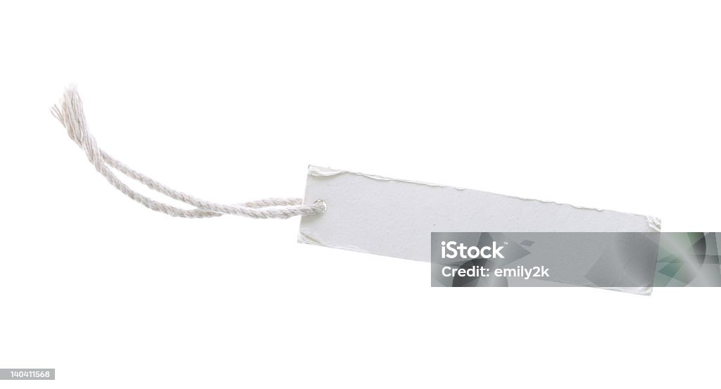 grunge white tag (Clipping Path included) grunge white tag with cotton thread isolated on white background (Clipping Path included) Ancient Stock Photo