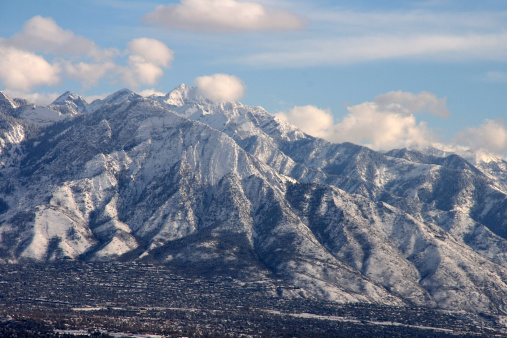Fresh snow on the north face of Mt. Olympus, east of Salt Lake City