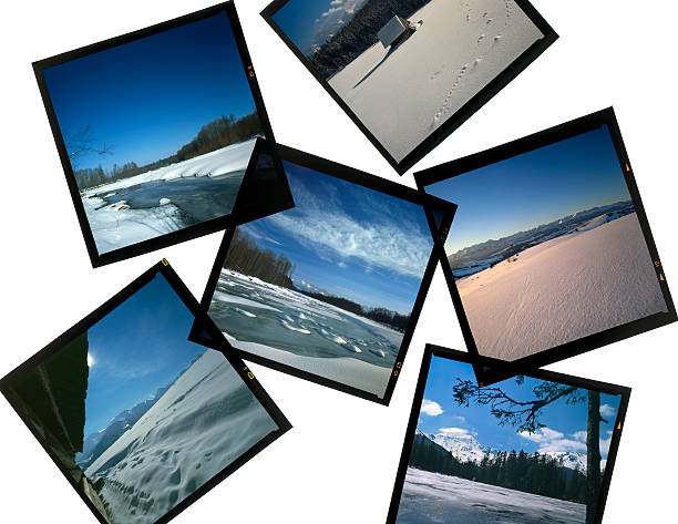 lâminas de 6 x 6 na lightbox-inverno cenas - lightbox slide frame black imagens e fotografias de stock