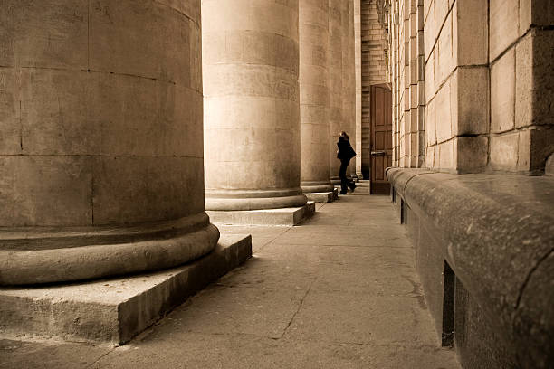 istock University Building with columns and walking human 140412235