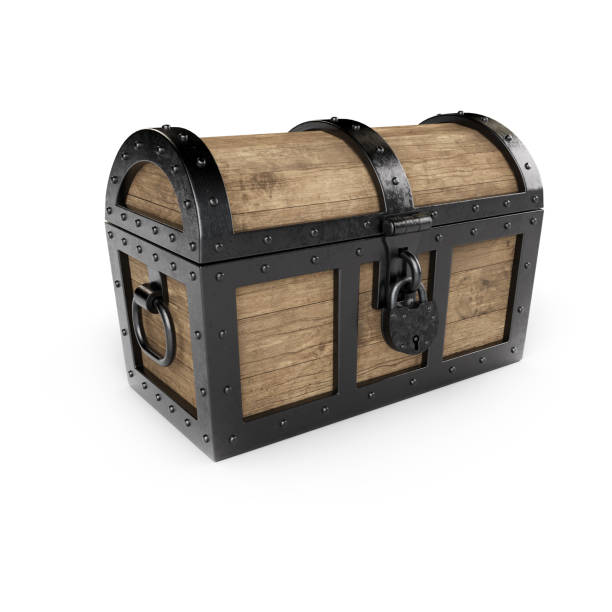 istock Large treasure wooden chest with locker 1404123011