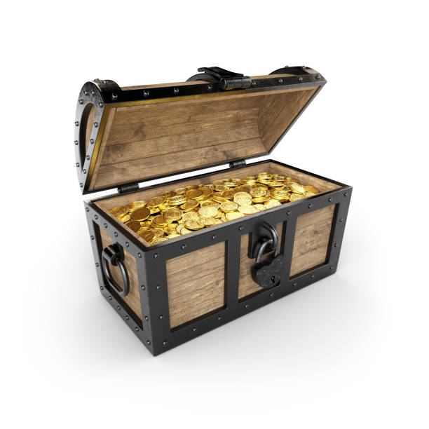 istock Large treasure wooden chest with locker 1404123016