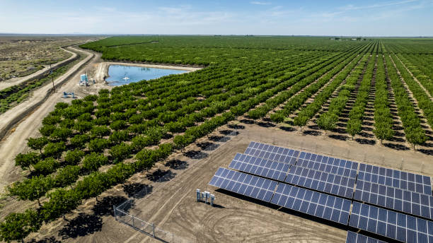 Solar Agriculture Well stock photo