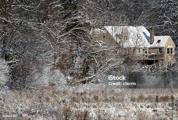 Casa Em Uma Nevadascomment Apagar - Fotografias de stock e mais imagens de Ao Ar Livre - Ao Ar Livre, Bege, Casa