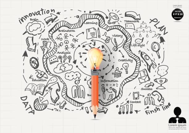 istock Illustration business.design modern  idea and concept think creativity. for brainstorm,Social network,success,plan,think,search,analyze,communicate, futuristic idea innovation technology. 1404125733