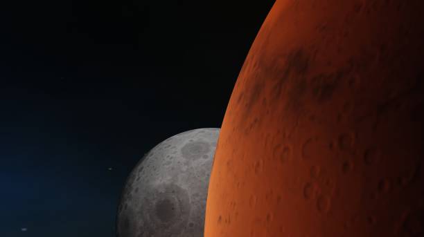 istock 3d render view of the moon with mars planet 1404127029
