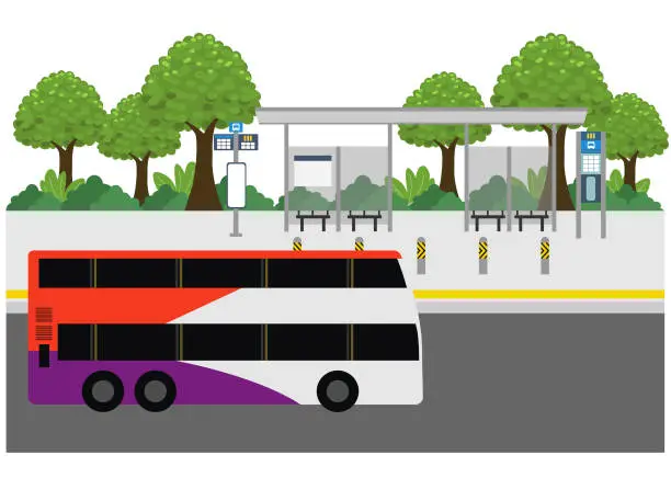 Vector illustration of Singapore Bus Stop