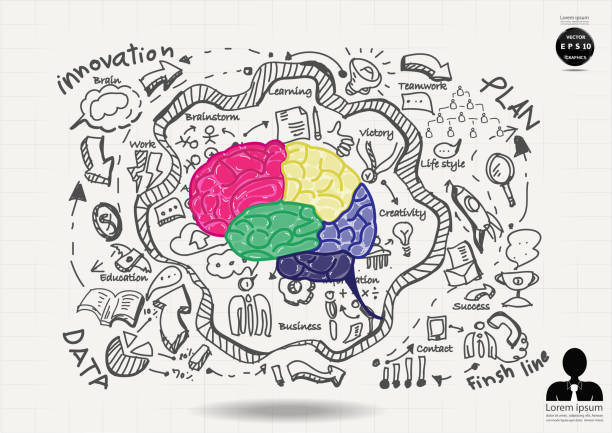 istock Illustration business.design modern  idea and concept think creativity. for brainstorm,Social network,success,plan,think,search,analyze,communicate, futuristic idea innovation technology. 1404131223