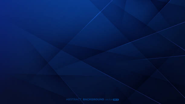 темно-синий абстрактный фон с треугольником, линиями и светлой композицией - dark blue background stock illustrations