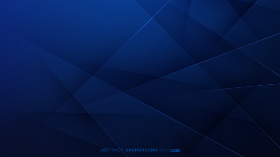 Dark blue abstract background with triangle, lines and light composition. Vector illustration