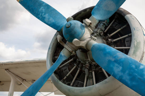 istock Vintage airplane with blue propeller 1404135928