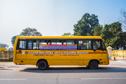 KOLKATA - FEBRUARY 18 : Colorful buses in big city with traffic jam on February 18, 2018 in Kolkata, India.