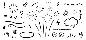 istock Sketch underline, emphasis, arrow, star shape set. Hand drawn brush stroke, highlight, speech bubble, underline, sparkle element 1404137907