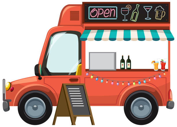 istock Cute food truck on white background 1404140498