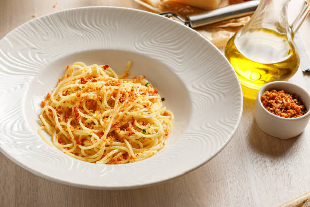 Close-up view of plate with pasta