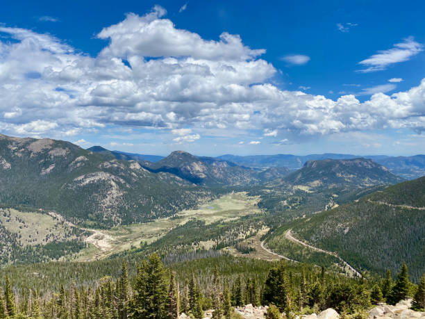 View From Trail Ridge Road in Rocky Mountain National Park, Colorado stock photo