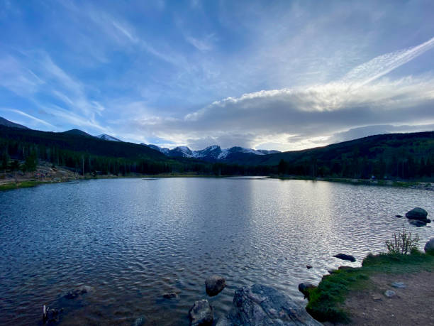 Sprague Lake in Rocky Mountain National Park, Colorado stock photo