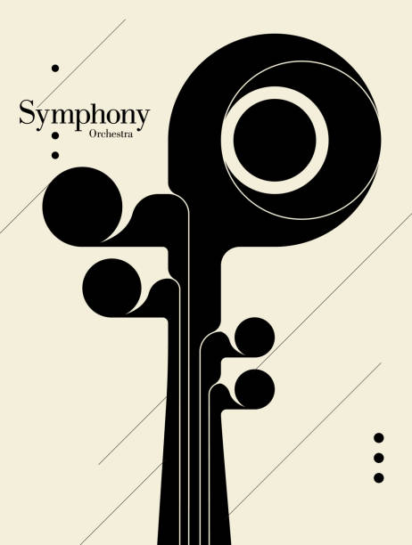 Cello. Symphony Orchestra Cello. Modern symphony orchestra poster, banner template. Minimalist graphic design. Vector Illustration. classical music stock illustrations