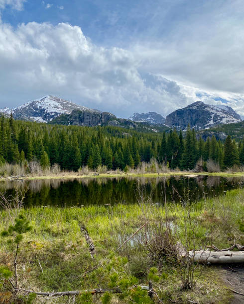 Beautiful Alpine Lake in Rocky Mountain National Park stock photo