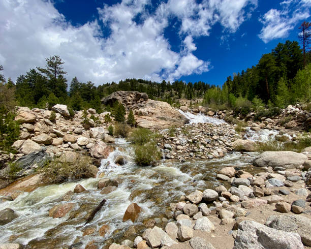 Roaring River in Rocky Mountain National Park stock photo