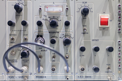 Unit control panel of electronic equipment, close-up