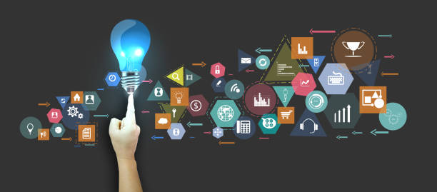 istock Illustration business.design modern  idea and concept think creativity. for brainstorm,Social network,success,plan,think,search,analyze,communicate, futuristic idea innovation technology. 1404147181