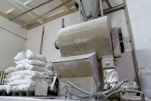 flour production machine close-up.