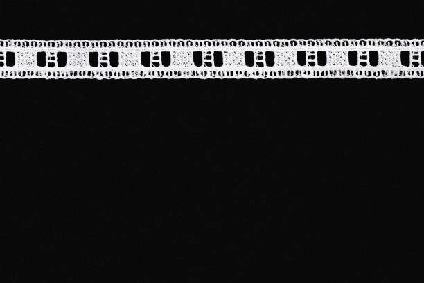 istock White lace on black background isolated horizontally with copy space 1404151567