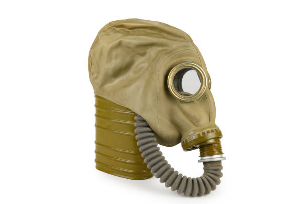 コルゲートチューブとフィルターボックス付きガスマスク - gas mask mask nobody protection ストックフォトと画像