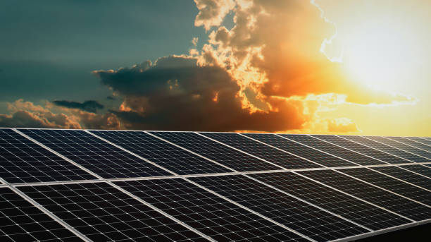 istock Solar panel with blue sky and sunset. concept clean energy, electric alternative, power in nature 1404155913