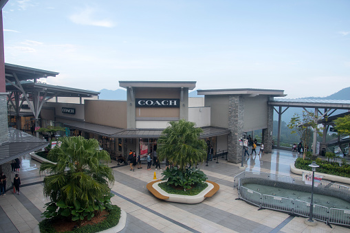 Genting, Malaysia - Jun 10, 2022: Genting Highlands Premium Outlets in Genting Highlands, Malaysia. It is an open-air shopping mall with an extensive collection of designer fashion