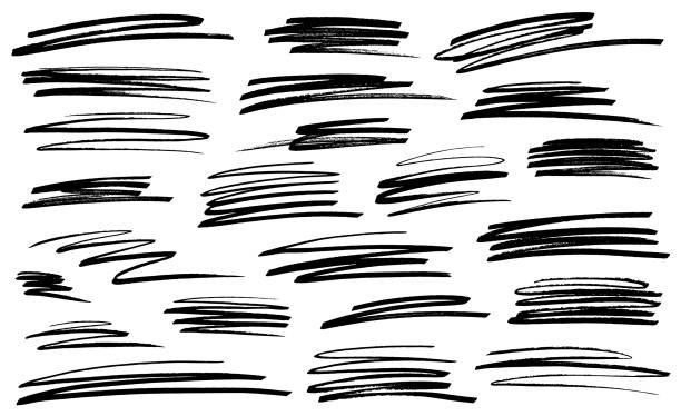 ilustrações de stock, clip art, desenhos animados e ícones de black pen marker scribble vectors - backgrounds textured inks on paper black