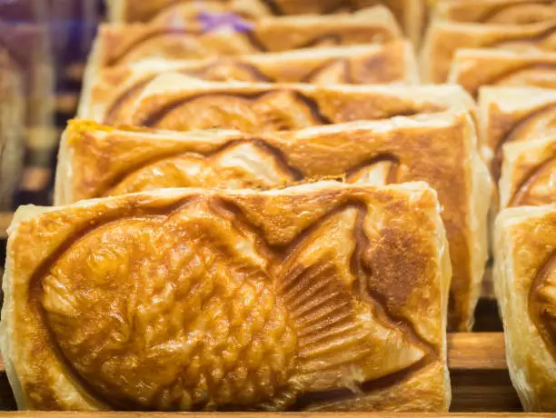 Photo of Taiyaki is a traditional Japanese fish-shaped cake thatâs usually filled with red bean paste, but Croissant Taiyakiâs version comes with a buttery puff pastry to give it a croissant-like texture.
