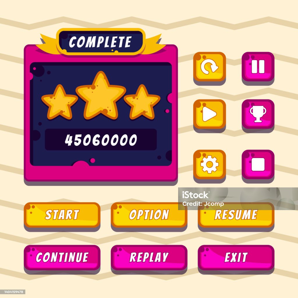 Button Set Designed Game User Interface For Video Games Computers Stock ...