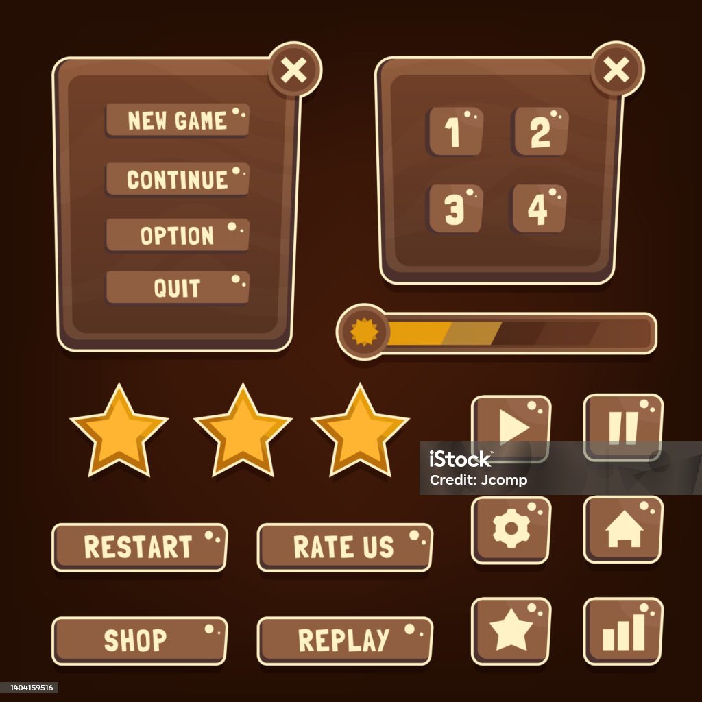 Button Set Designed Game User Interface For Video Games Computers Stock ...