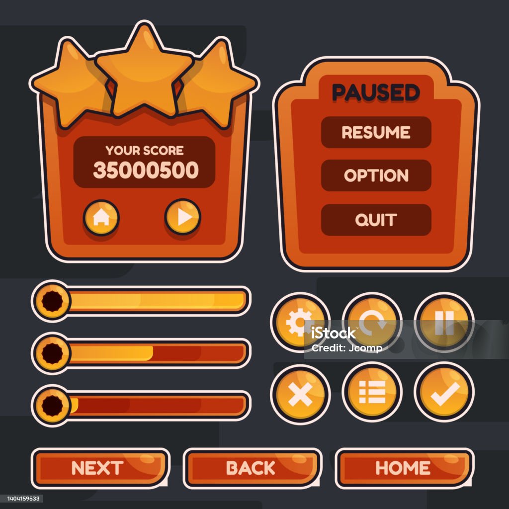 Game Inface Button Set Designed Game User Interface For Video Games Computers Stock ...