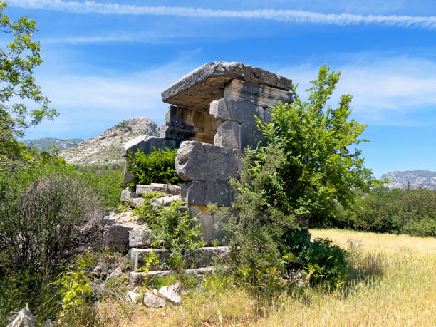 Old ruins of ancient chapel at old The Master's road leading up the Velebit mountain, to Tulove grede,  Croatia