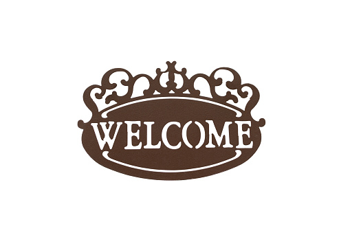 vintage welcome sign isolated on white background
