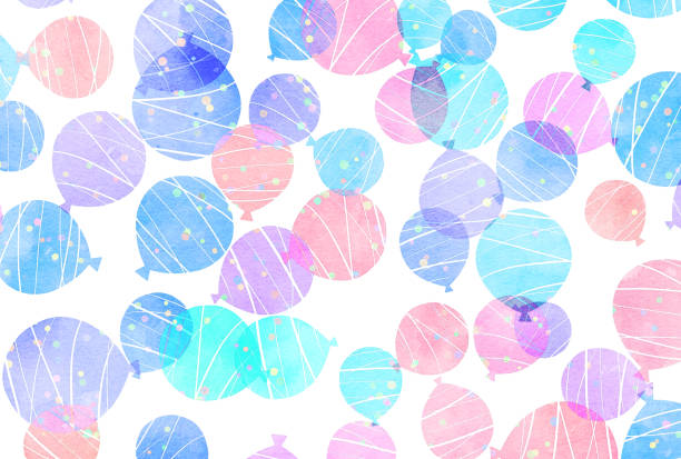 ilustrações de stock, clip art, desenhos animados e ícones de illustration of colorful water balloons in watercolor style - travel simplicity multi colored japanese culture