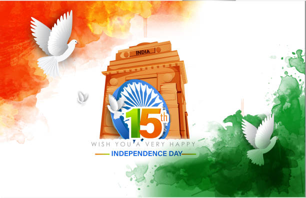 5. august, indischer unabhängigkeitstag, indische flagge, - 15 th century stock-grafiken, -clipart, -cartoons und -symbole