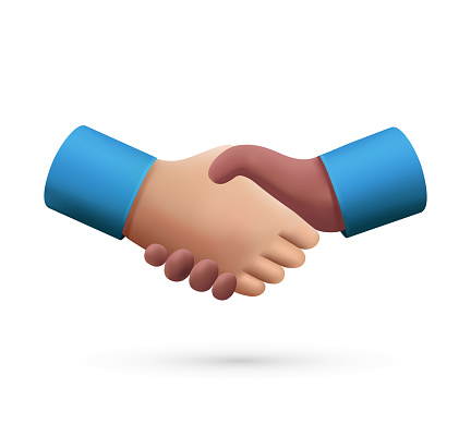 Handshake of business partners isolated.Vector 3d illustration