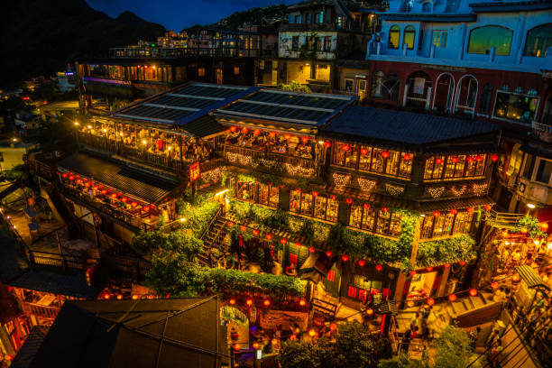 istock Night view of Taiwan Jiuzha 1404166794