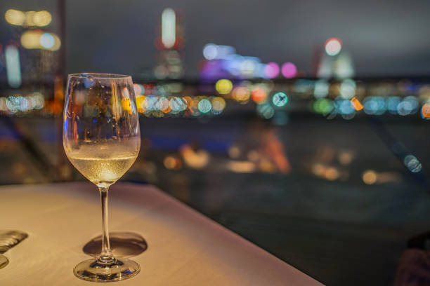 istock Sake glass and Yokohama city 1404166876