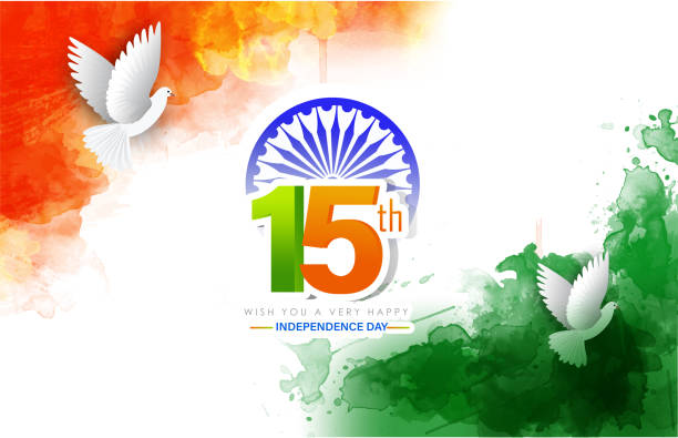 5th August, India Independence Day, Indian flag, 15th August Happy Independence Day of India, wavy Indian flag, tri colour with Famous monument, India independence day, background august stock illustrations
