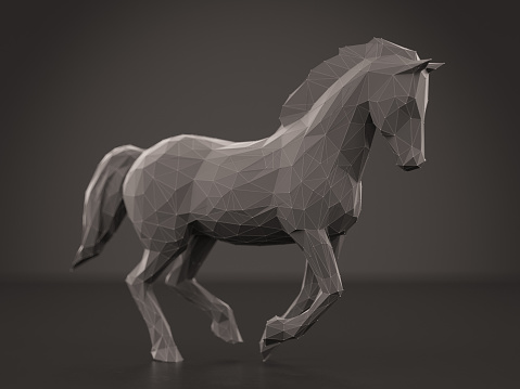 Low Poly Black Horse. 3D Render